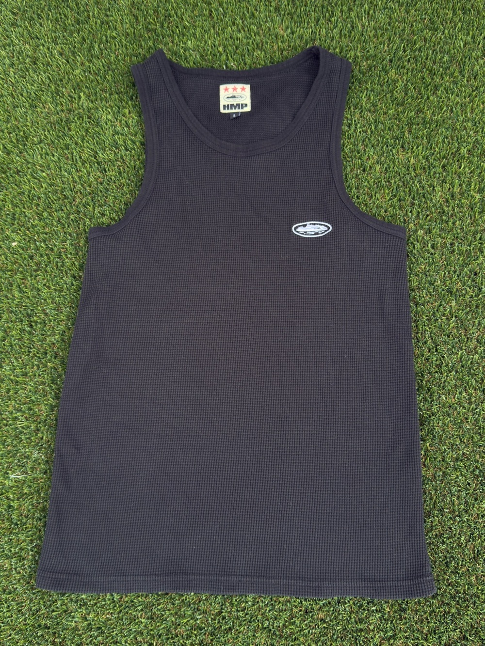 HMP Black Men's Ribbed Swim Rash Guard Tank - Picture 2 of 4
